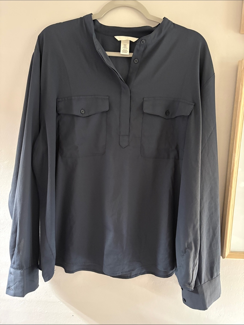 H&M Navy Long-Sleeve Women’s Pullover Blouse
